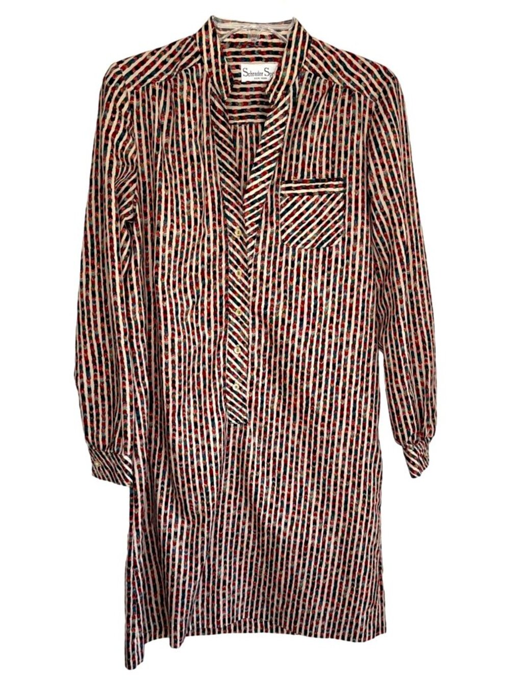 Vintage 60s Schrader Sport New York Striped Long Sleeve Mini Dress Size 10